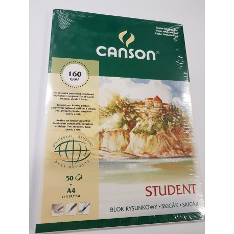 Blok Student A4 CANSON 160g/50ark.szyty