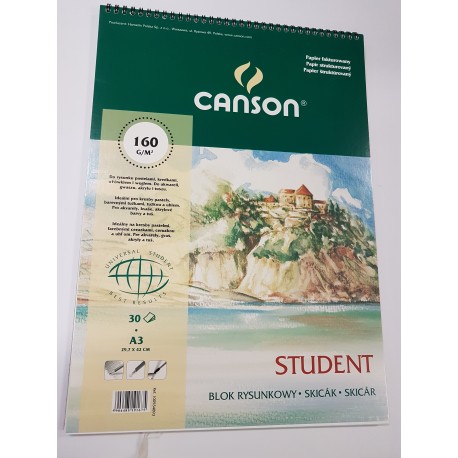 Blok Student A3 CANSON 160g/50ark.spirala